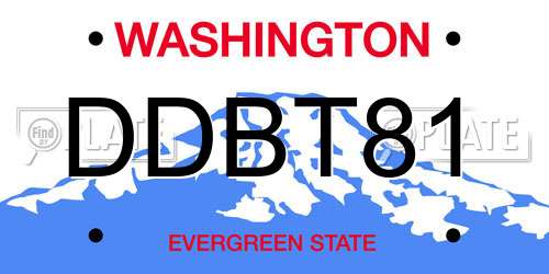 DDBT81 Washington License Plate