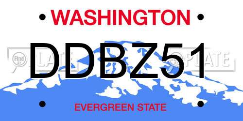 DDBZ51 Washington License Plate