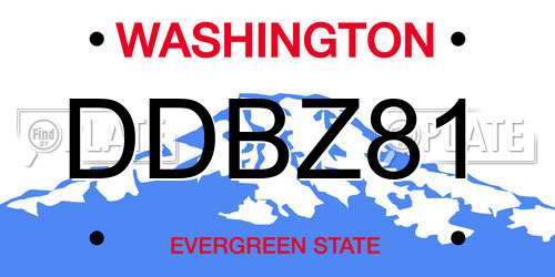 DDBZ81 Washington License Plate