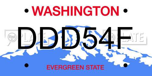 DDD54F Washington License Plate