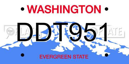 DDT951 Washington License Plate