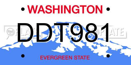 DDT981 Washington License Plate