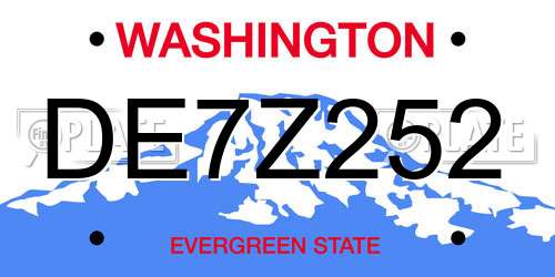 DE7Z252 Washington License Plate