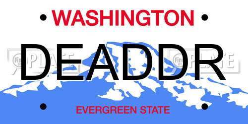 DEADDR Washington License Plate