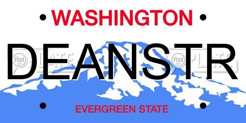 DEANSTR Washington License Plate