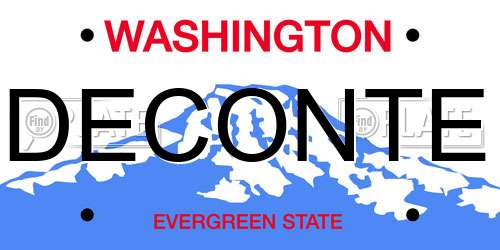 DECONTE Washington License Plate
