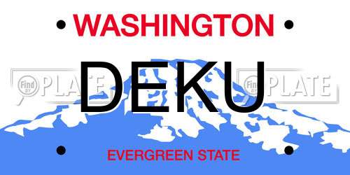 DEKU Washington License Plate