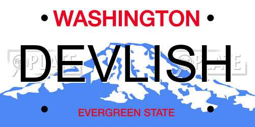 DEVLISH Washington License Plate