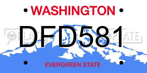 DFD581 Washington License Plate