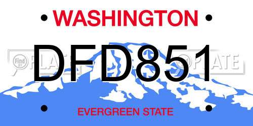 DFD851 Washington License Plate