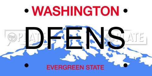 DFENS Washington License Plate