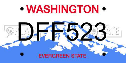 DFF523 Washington License Plate
