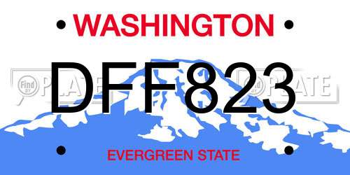 DFF823 Washington License Plate