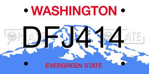 DFJ414 Washington License Plate