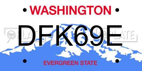 DFK69E Washington License Plate
