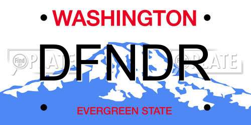 DFNDR Washington License Plate
