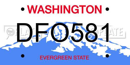 DFO581 Washington License Plate