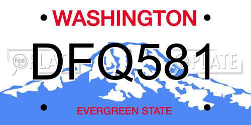 DFQ581 Washington License Plate