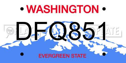 DFQ851 Washington License Plate