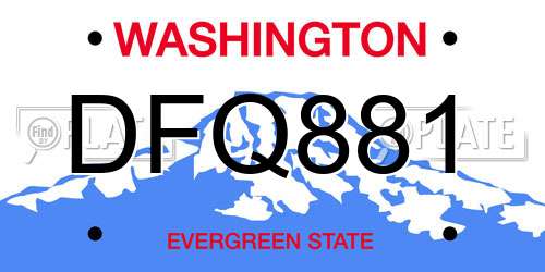 DFQ881 Washington License Plate