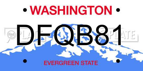DFQB81 Washington License Plate