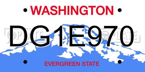 DG1E970 Washington License Plate