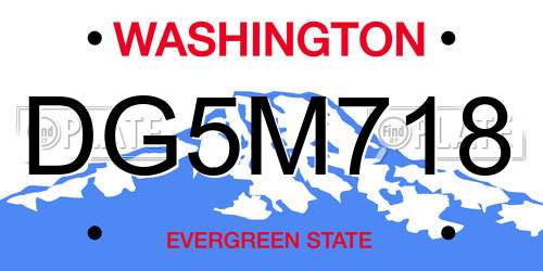 DG5M718 Washington License Plate