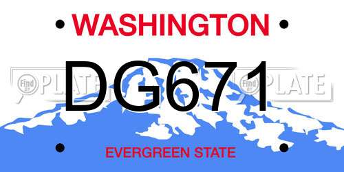DG671 Washington License Plate