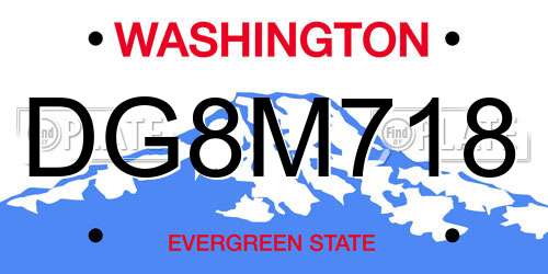 DG8M718 Washington License Plate