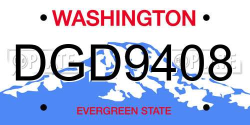 DGD9408 Washington License Plate