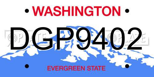 DGP9402 Washington License Plate