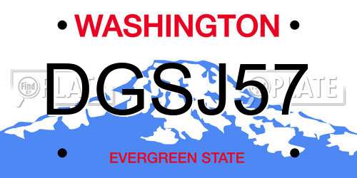 DGSJ57 Washington License Plate