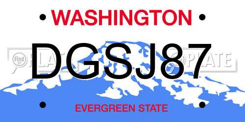 DGSJ87 Washington License Plate
