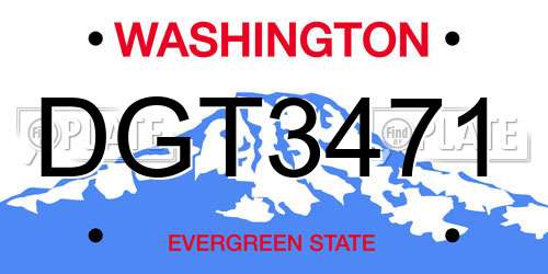 DGT3471 Washington License Plate