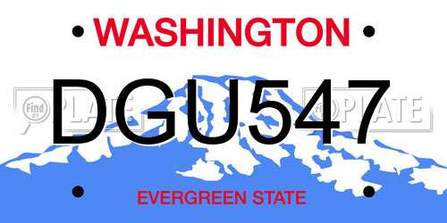 DGU547 Washington License Plate