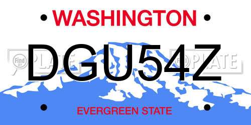 DGU54Z Washington License Plate