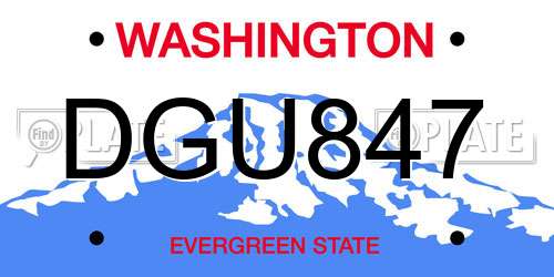 DGU847 Washington License Plate