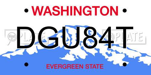DGU84T Washington License Plate