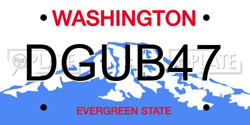 DGUB47 Washington License Plate