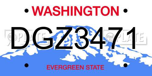 DGZ3471 Washington License Plate