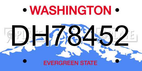 DH78452 Washington License Plate