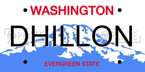 DHILLON Washington License Plate