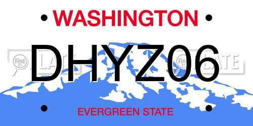 DHYZ06 Washington License Plate
