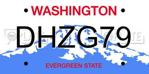 DHZG79 Washington License Plate