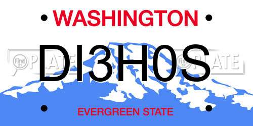 DI3H0S Washington License Plate