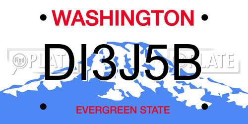 DI3J5B Washington License Plate