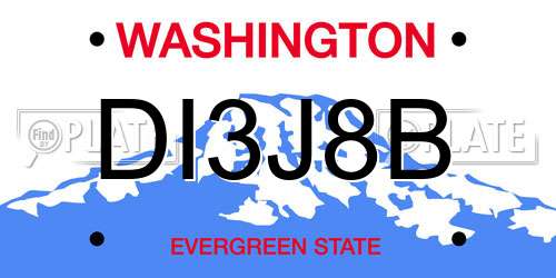 DI3J8B Washington License Plate