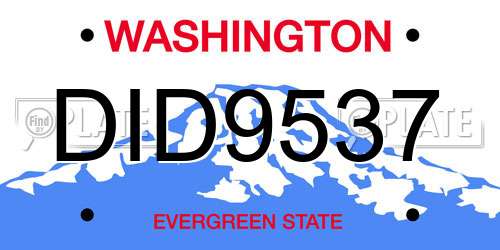 DID9537 Washington License Plate