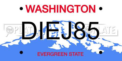 DIEJ85 Washington License Plate