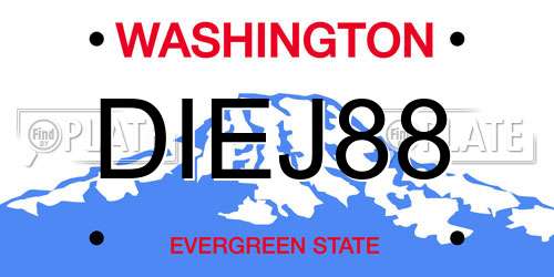 DIEJ88 Washington License Plate